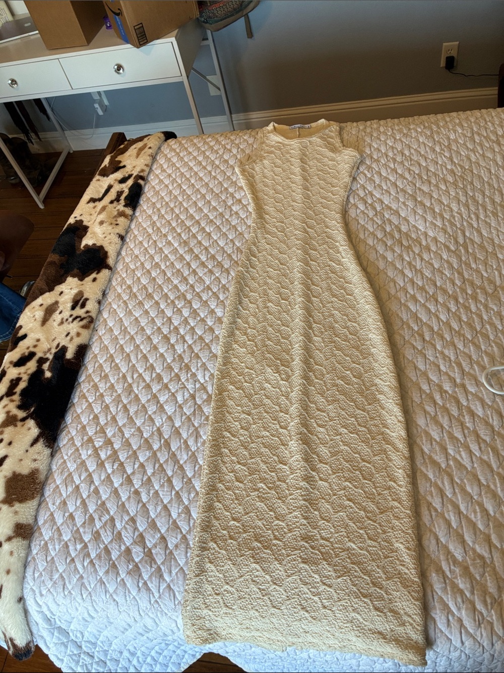 Cream Textured Maxi Dress